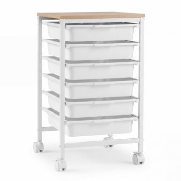 6-Drawer Rolling Storage Cart with Wooden Tabletop 6-Drawer Rolling Storage Cart with Wooden Tabletop