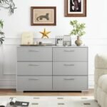 6 Drawer Storage Cabinet with Metal Legs Handles with Anti-Toppling Devices