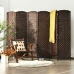 6 Feet 6-Panel Weave Folding Fiber Room Divider Screen