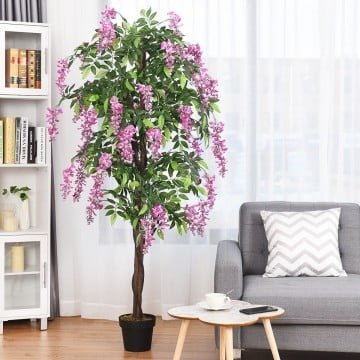 6-Feet Artificial Wisteria Silk Indoor-Outdoor Tree with Adjustable Tree Branche