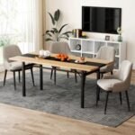 6 Feet Dining Table with Heavy-Duty Metal Frame for 6-8 People