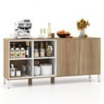 63 Inches Buffet Sideboard with 4 Compartments and Push-to-Open Cabinet