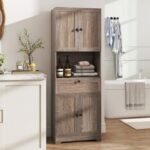 67.5 Inch Tall Modern Freestanding Floor Storage Cabinet with 4 Doors and 1 Drawer