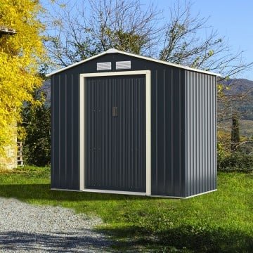 7 X 4 Feet Metal Storage Shed with Sliding Double Lockable Doors