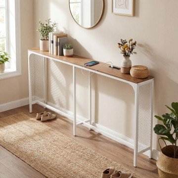 71 Inch Narrow Console Table with Power Outlet for Small Space 71 Inch Narrow Console Table with Power Outlet for Small Space