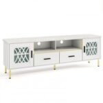 71 Inch TV Stand with Glass Doors for 80 Inch TVs
