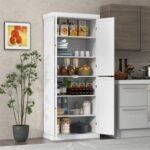 72.5 Inches Tall Pantry Cabinet with 6-Tier Shelves and 4 Doors