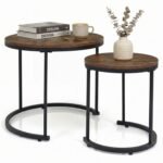 Set of 2 Modern Round Stacking Nesting Coffee Tables