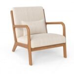 Accent Chair Corduroy Upholstered Lounge Chair with Lumbar Pillow