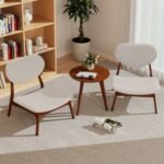 Accent Chairs Set of 2 with Side Table and Solid Wood Frame