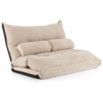 Adjustable Floor Sofa Bed with 2 Lumbar Pillows