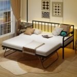 Adjustable Metal Twin Size Daybed with Charging Station and LED Light