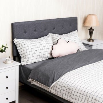 Adjustable Tufted Fabric Upholstered Headboard for Queen and Full Size Bed