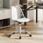 Armless Rolling Office Chair with Swivel Seat and PU Leather Cushion