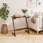Bamboo Z-Shaped Spacious Sofa Side Table with Space-Saving Tabletop