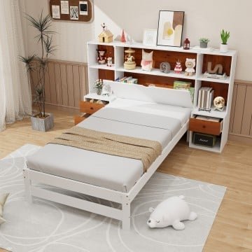 Bed Frame with Storage Headboard and Nightstands Bed Frame with Storage Headboard and Nightstands