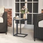 C-Shaped Side Table with Adjustable Foot Pads for Living Room Bedroom
