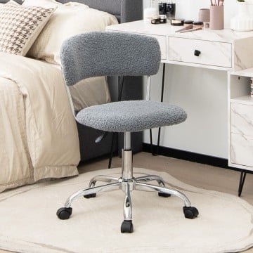 Computer Desk Chair Adjustable Sherpa Office Chair Swivel Vanity Chair