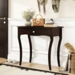 Console Table with Drawer and Solid Wood Frame