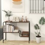 Console Table with Storage Shelf and Metal Frame for Living Room