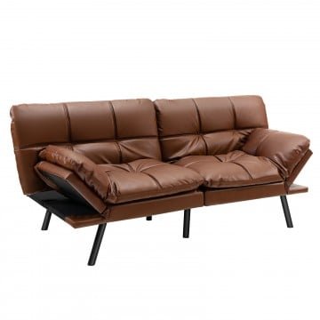 Convertible Memory Foam Futon Sofa Bed with Adjustable Armrest