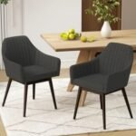 Dining Chairs Set of 2 Upholstered Accent Chairs with Comfy Padded Backrest and Seat
