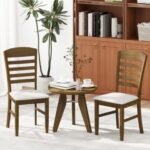 Dining Chairs Set of 2 with Rubber Wood Frame and Padded Seat