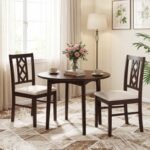 Dining Room Chairs Set of 2 Rubber Wood Dining Chairs with Hollowed Backrest