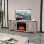 Electric Fireplace TV Stand with Storage Cabinets for TVs up to 70 Inch (not included the fireplace)