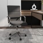 Ergonomic Office Desk Chair with Rocking Backrest and Height-adjustable Padded Seat