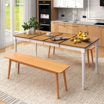 Extendable Dining Table with Rubber Wood Legs for 4-8 People Extendable Dining Table with Rubber Wood Legs for 4-8 People