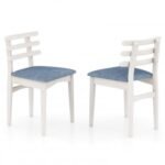 Fabric Kitchen Side Chairs with Rubber Wood Frame and Padded Seat
