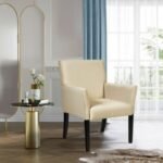 Fabric Upholstered Executive Guest Armchair with Rubber Wood Legs