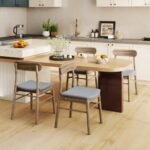 Fabric Upholstered Kitchen Armless Dining Chairs with Rubber Wood Frame Set of 4