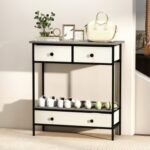 Farmhouse Console Table with Open Storage Shelf for Hallway