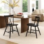 Farmhouse Kitchen Dining Chair Set of 2 with Rubber Wood Frame