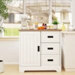 Farmhouse Sideboard Buffet Cabinet Kitchen Pantry with Sliding Doors