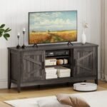 Farmhouse TV Stand for TVs up to 65 Inch Entertainment Center with 2 Storage Cabinets