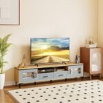 Farmhouse TV Stand for TVs up to 80 Inch with 2 Drawers
