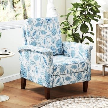 Floral Accent Chair Farmhouse Boho Armchair with Solid Wood Legs and High Back Floral Accent Chair Farmhouse Boho Armchair with Solid Wood Legs and High Back