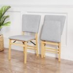 Foldable Dining Chair Set of 2 Armless Kitchen Chair with Padded Seat and Tilt Backrest
