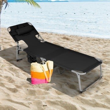 Folding Beach Lounge Chair with Pillow for Outdoor Folding Beach Lounge Chair with Pillow for Outdoor