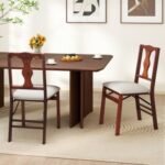 Folding Chairs Set of 2 Upholstered Dining Chairs with Comfy Padded Seats