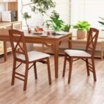 Folding Dining Chairs Set of 2 with Padded Seat and Rubber Wood Frame