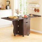 Folding Dining Table 3-in-1 Space-Saving Drop Leaf Kitchen Table with Lockable Wheels