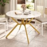 Folding Dining Table 47 Inch Extendable Round Kitchen Table with Drop Leaves