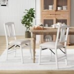 Folding Kitchen Chairs Set of 2 Upholstered Dining Chairs with Comfy Padded Seats