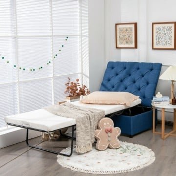Folding Ottoman Sleeper Bed with Mattress for Guest Bed and Office Nap