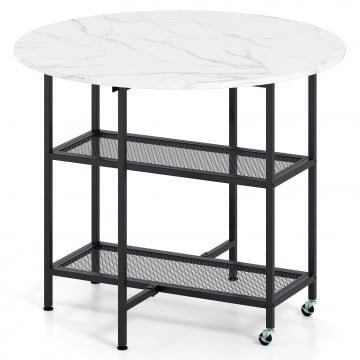 Folding Round Dining Table with Lockable Wheels Folding Round Dining Table with Lockable Wheels