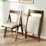 Folding Upholstered Dining Chair Set of 4 with Curved Backrest
